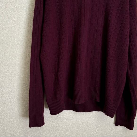 Geoffrey Beene Mens Burgundy Large Cashmere Sweater V Neck Pullover Winter - Picture 3 of 9